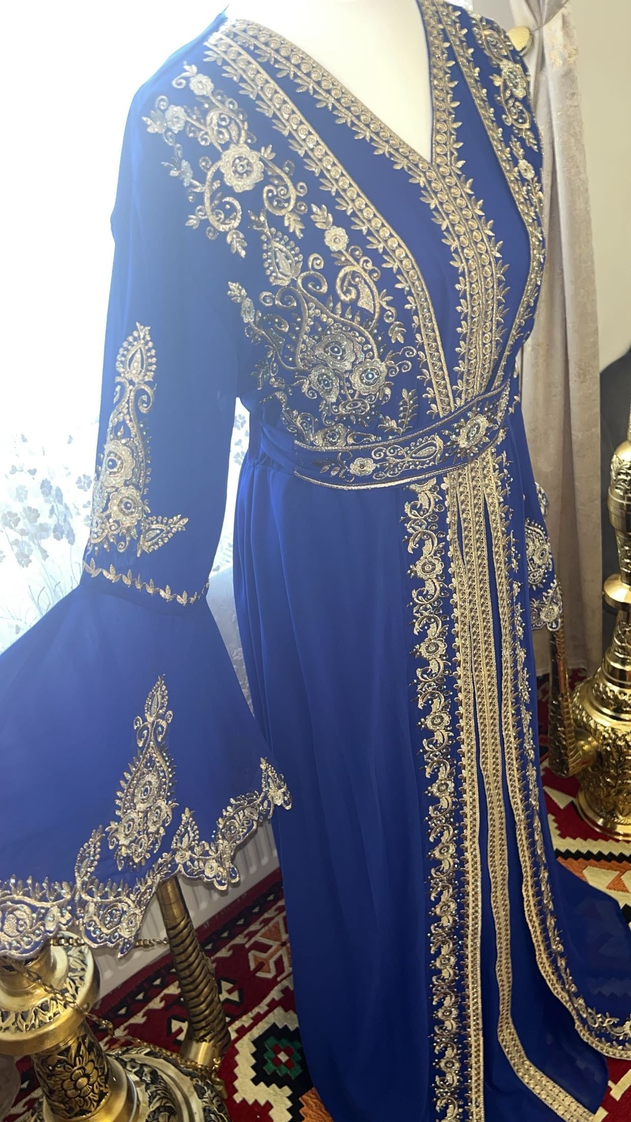 Bell sleeve royal blue kaftan