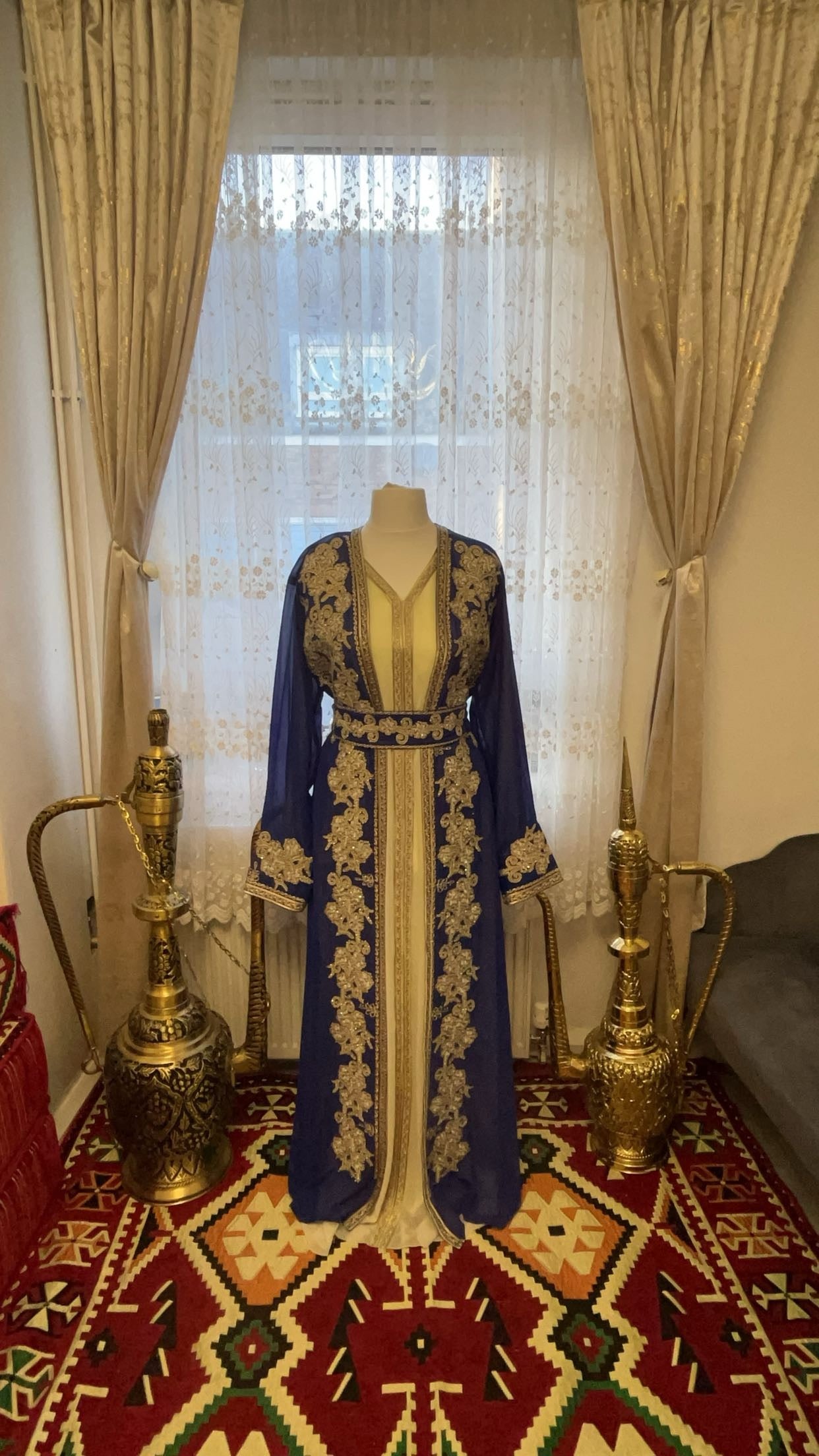 Royal blue two piece kaftan