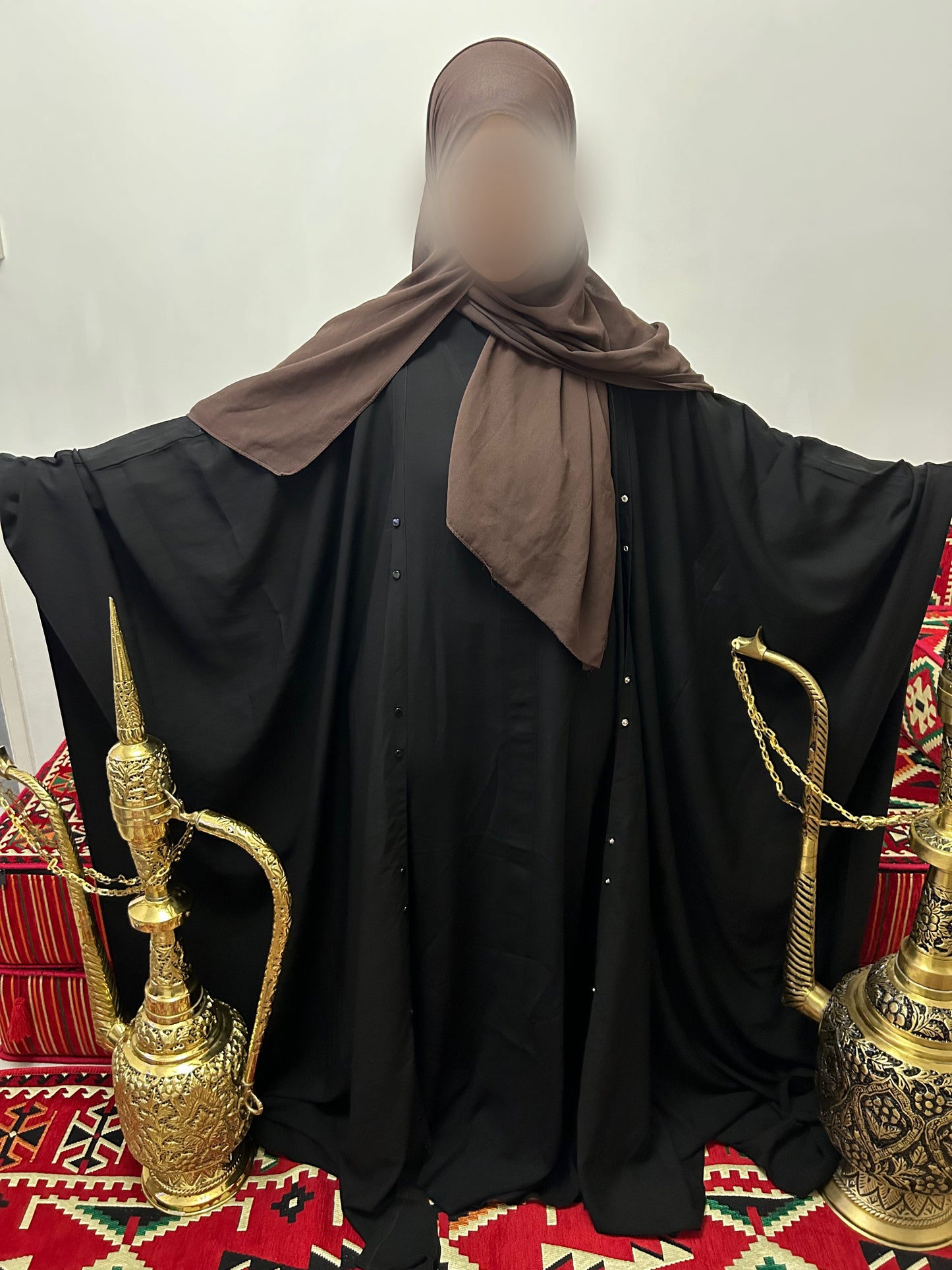 Burgundy button down abaya cape